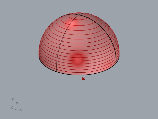 A dome with contours aded in Rhino