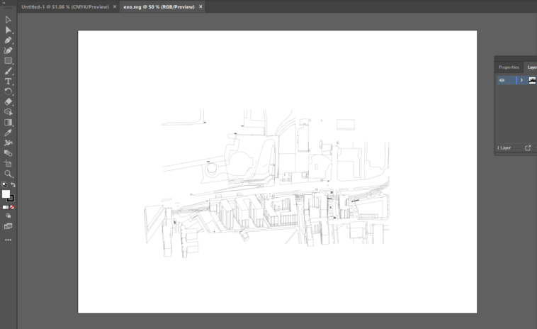 Axonometric view imported into Illustrator